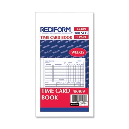 Rediform Office Product Rediform, Employee Time Card, Weekly, 4-1/4 X 7, 100/pad 4K409